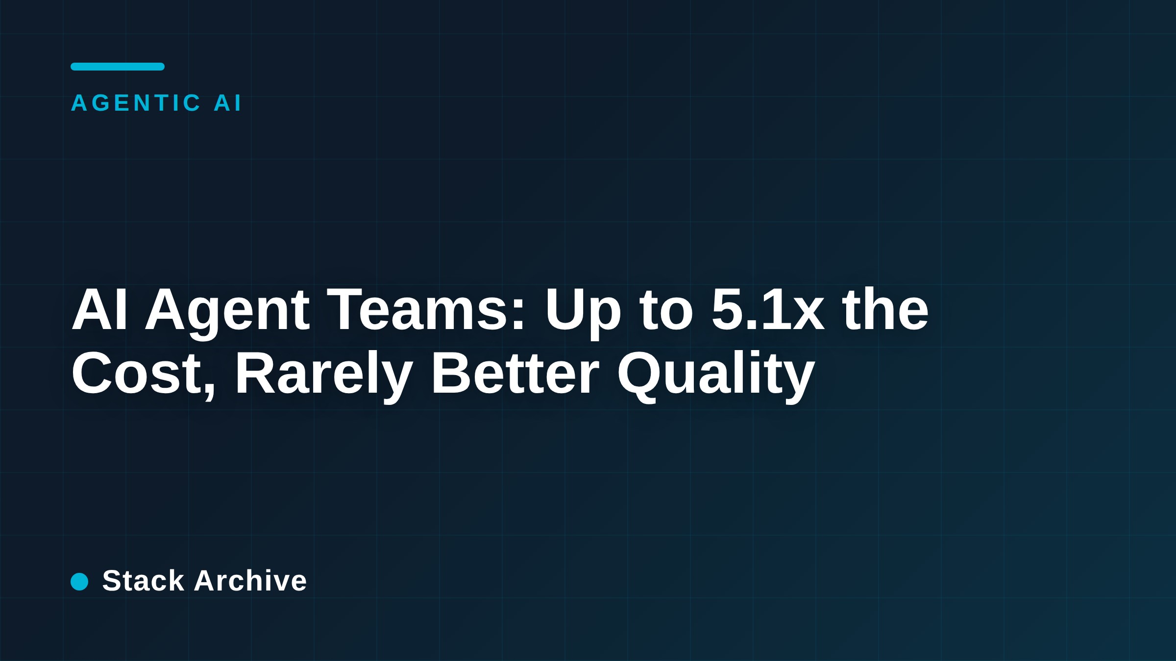 AI Agent Teams: Up to 5.1x the Cost, Rarely Better Quality