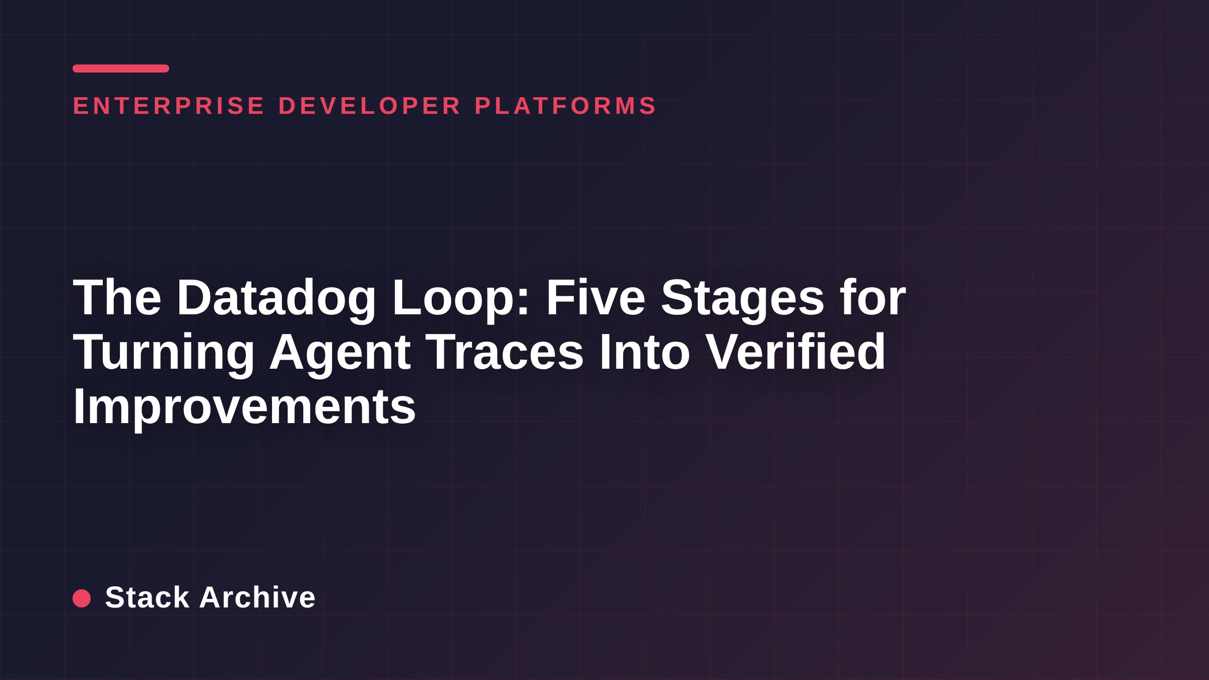 The Datadog Loop: Five Stages for Turning Agent Traces Into Verified Improvements