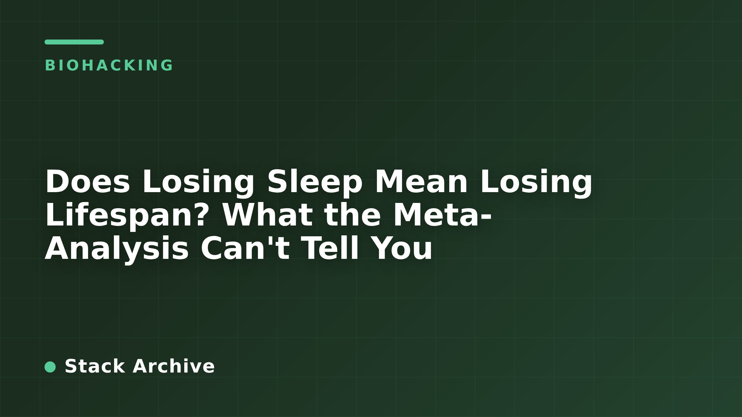 Does Losing Sleep Mean Losing Lifespan? What the Meta-Analysis Can't Tell You
