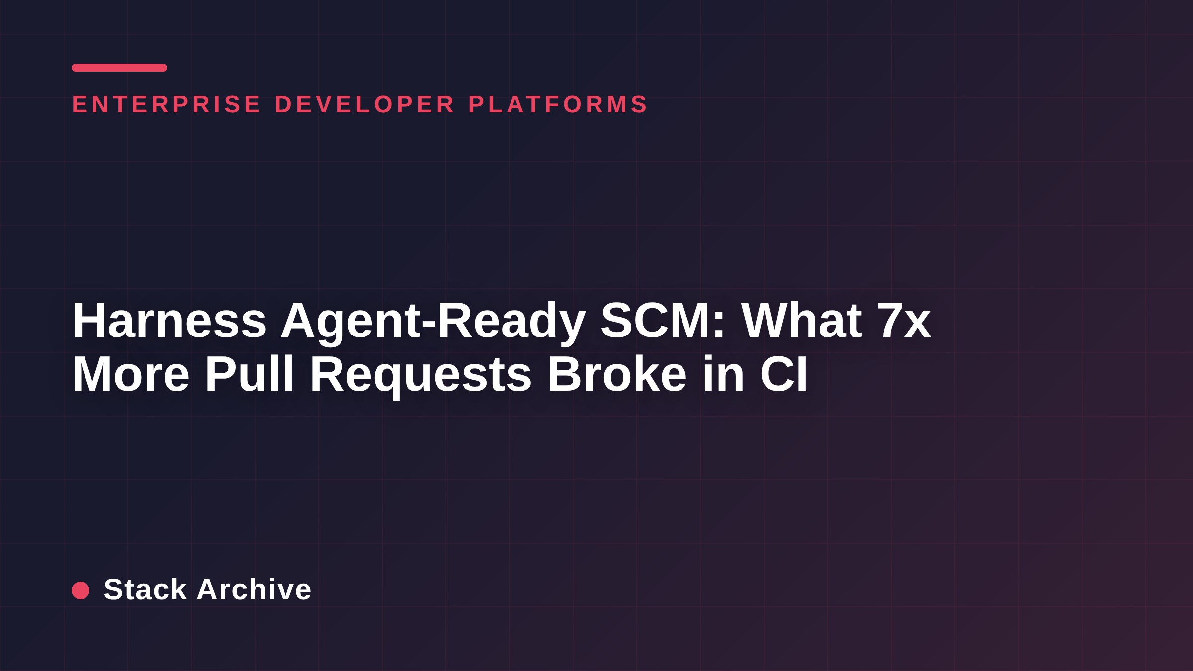 Harness Agent-Ready SCM: What 7x More Pull Requests Broke in CI