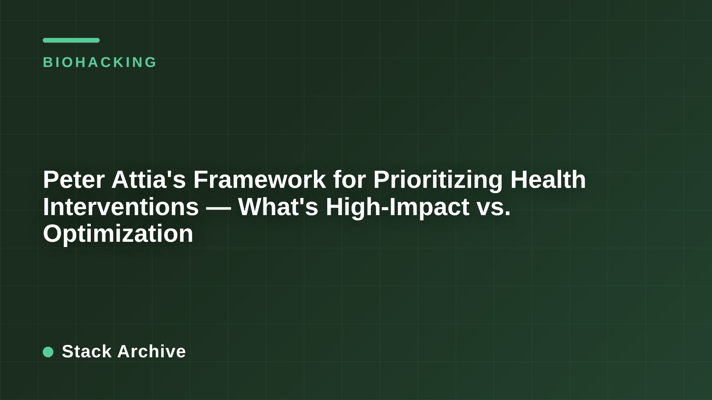 Peter Attia's Framework for Prioritizing Health Interventions — What's High-Impact vs. Optimization