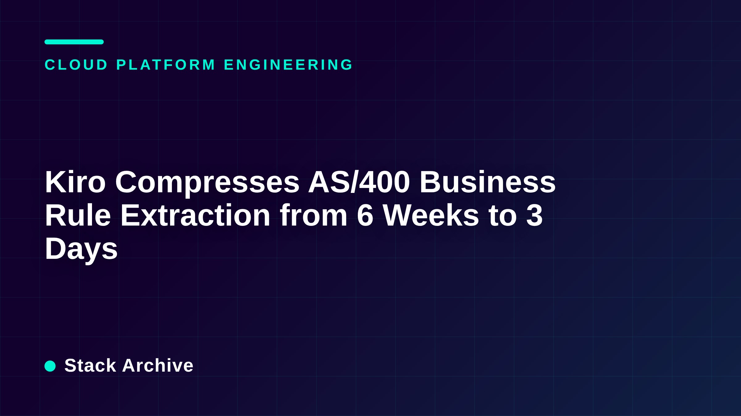 Kiro Compresses AS/400 Business Rule Extraction from 6 Weeks to 3 Days