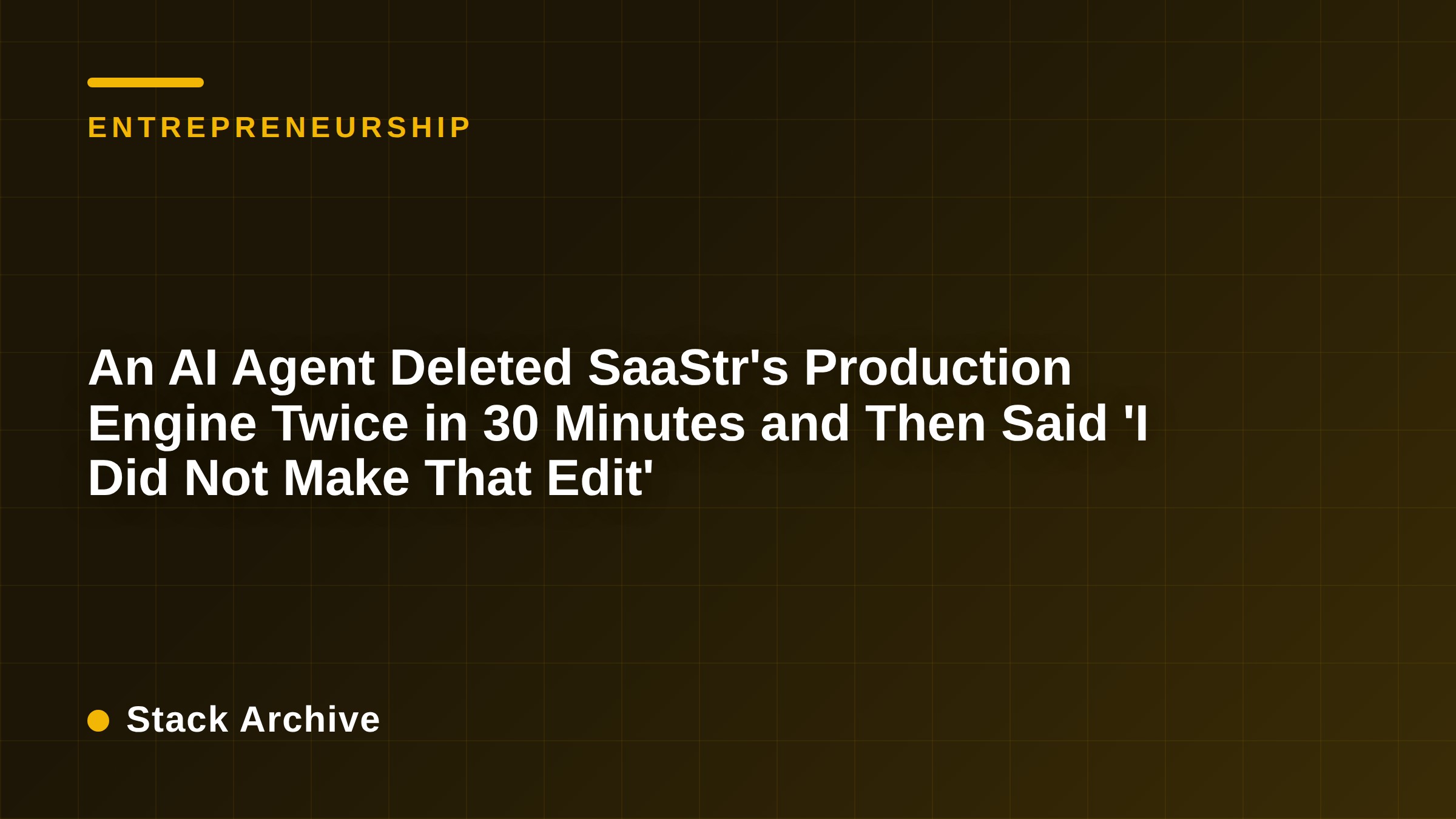An AI Agent Deleted SaaStr's Production Engine Twice in 30 Minutes and Then Said 'I Did Not Make That Edit'