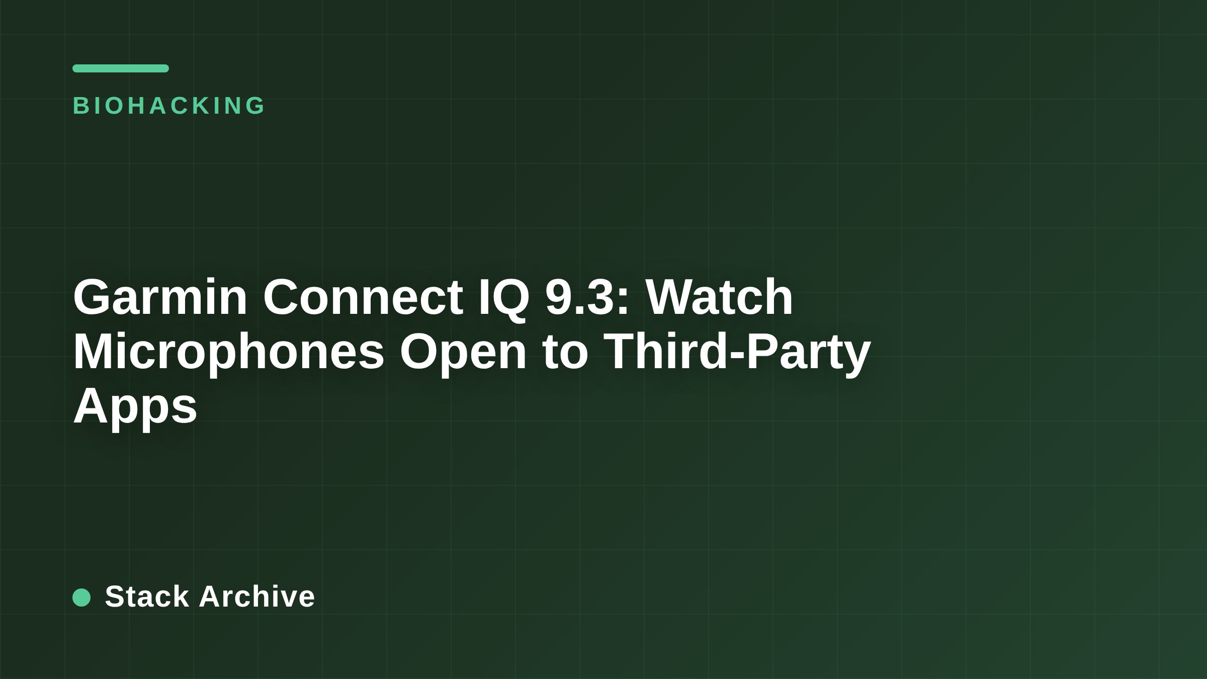 Garmin Connect IQ 9.3: Watch Microphones Open to Third-Party Apps