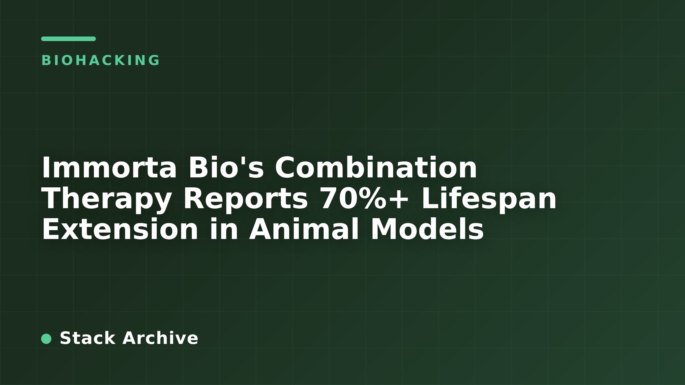 Immorta Bio's Combination Therapy Reports 70%+ Lifespan Extension in Animal Models
